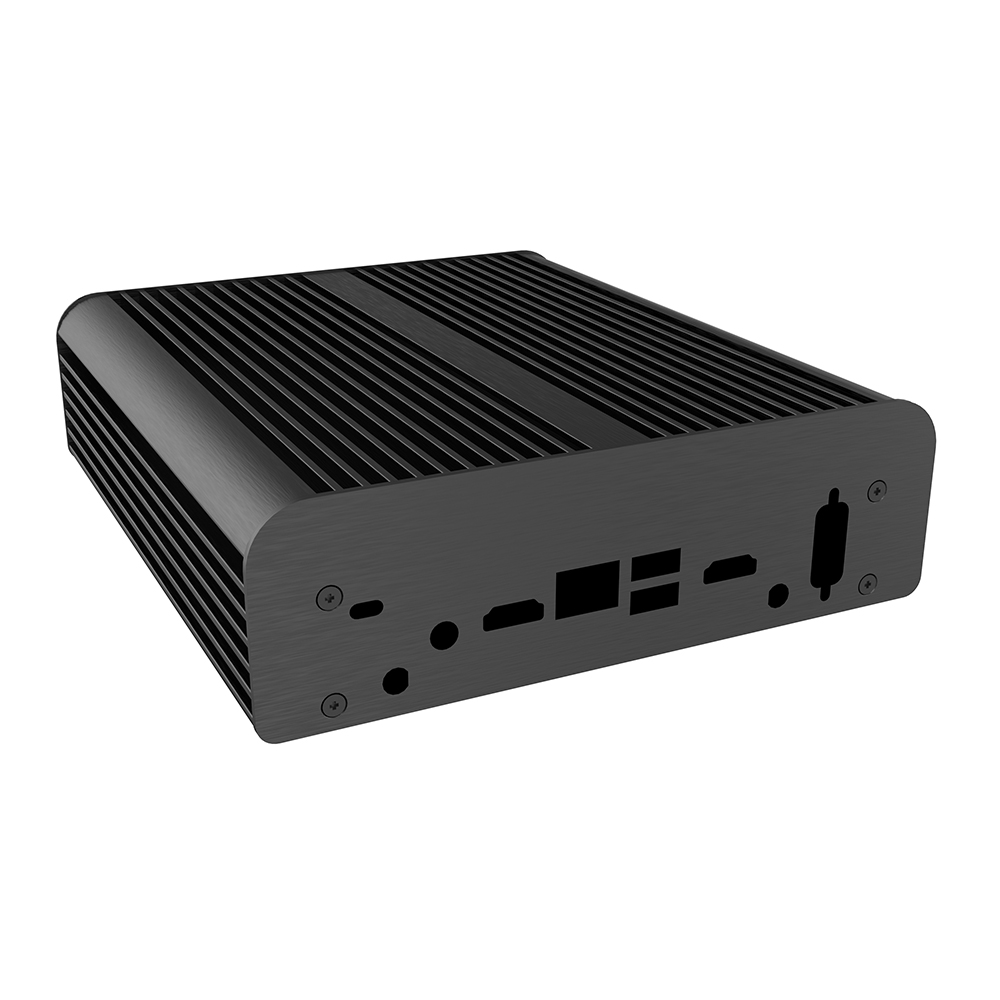 Akasa newton s7d | oem | črno aluminijasto pasivno ohišje za intel nuc 7 | 2. 5" sata | vesa | serijski port | ucff ohišje 4 Akasa newton s7d ohišje za intel nuc zadnji del in robustno aluminijasto hlajenje